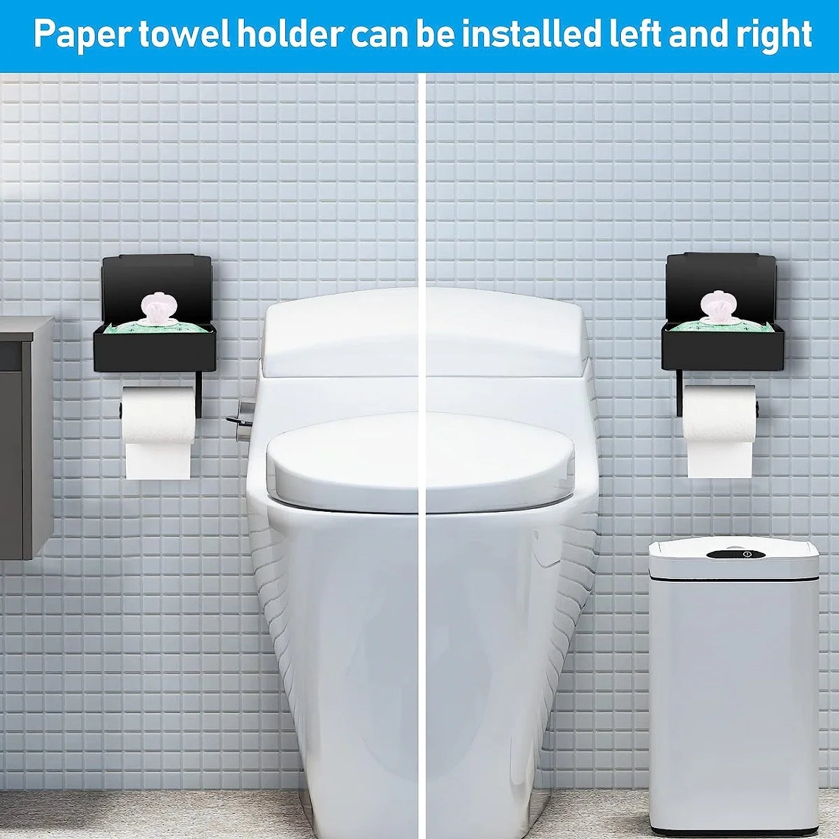 Soporte para el papel de baño con mesilla para el almacenamiento
