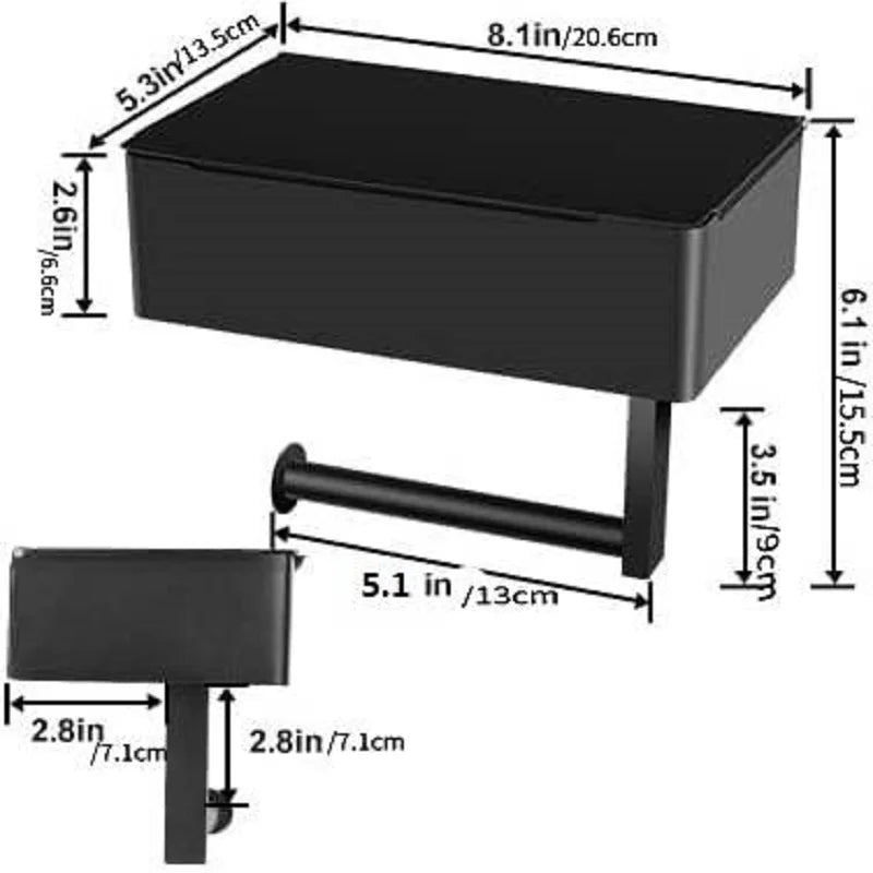 Soporte para el papel de baño con mesilla para el almacenamiento